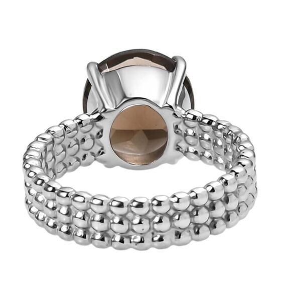 Brazilian 3.50 ctw smoky quartz solitaire ring in stainless steel size 6 - Picture 6 of 9